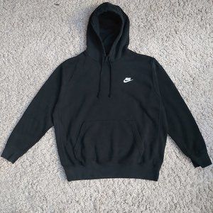 Nike Sportswear Club Fleece Mens L Black Hoodie Embroidered Swoosh BV2654-010
